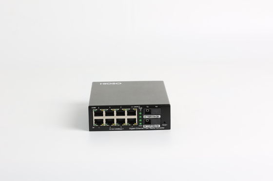 HiOSO10/100/1000mbps 1310nm Vezel Optisch aan Ethernet-Convertor 8 Havens